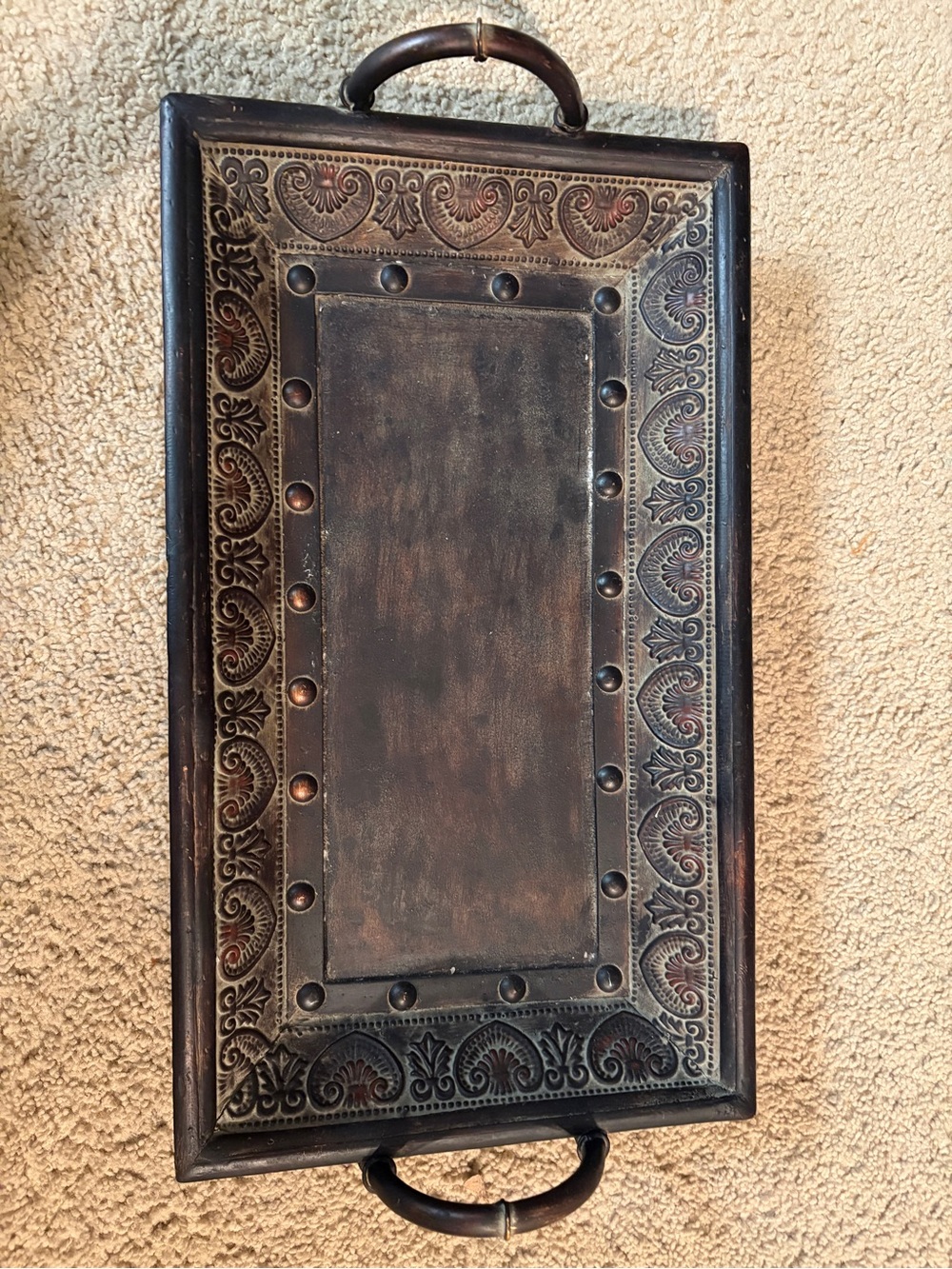 Vintage Style Brown Decorative Serving Tray - Unbranded